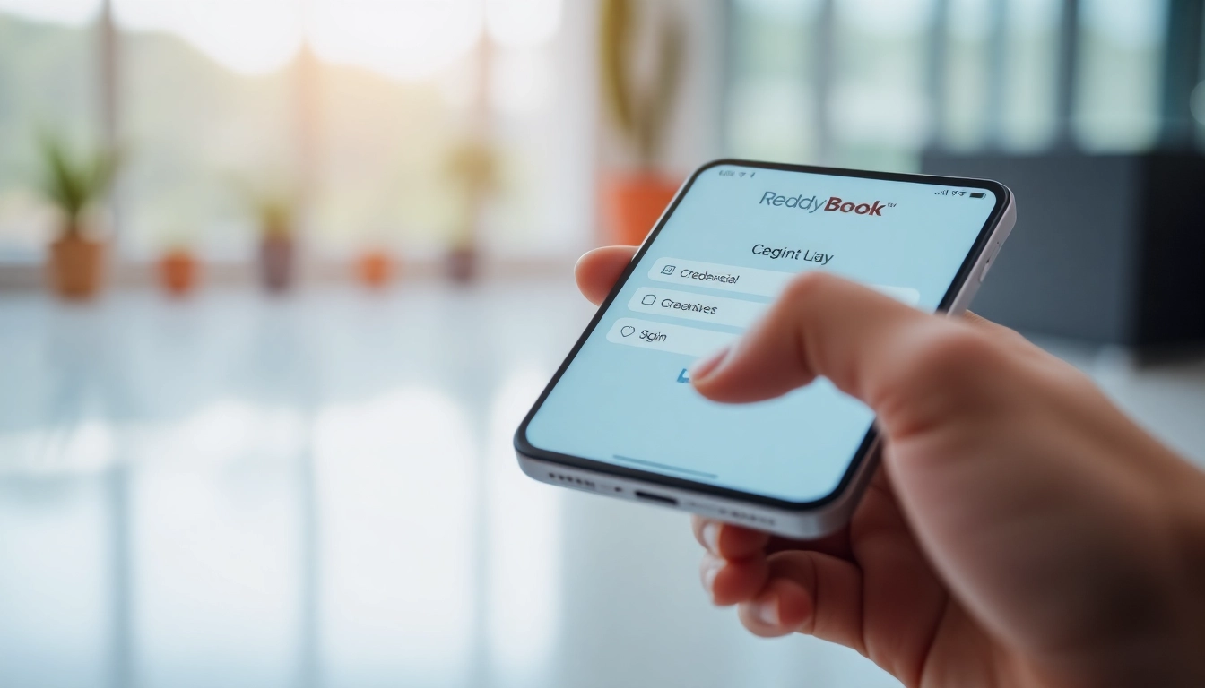 Reddy Book Login portal interface showing a user entering credentials on a mobile device for secure access.
