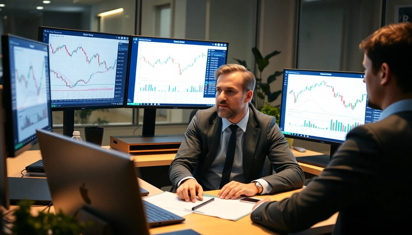 UK Investment News highlights stock market trends with an analyst analyzing data in a modern